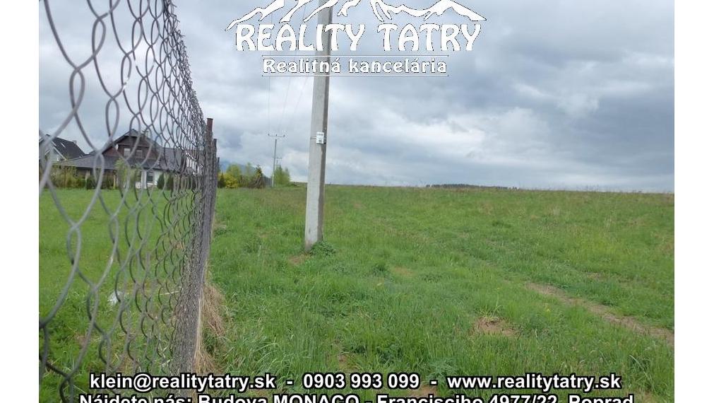 Stavebný pozemok 1458 m2 s nádherným výhľadom na V. Tatry vo Veľkej Lomnici blízko centra obce - ODPORÚČAME !!!