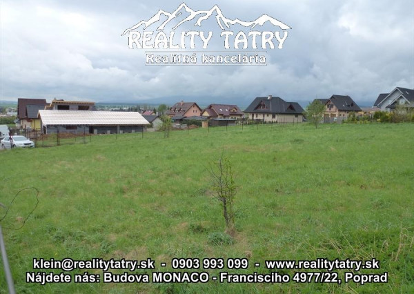 Stavebný pozemok 1458 m2 s nádherným výhľadom na V. Tatry vo Veľkej Lomnici blízko centra obce - ODPORÚČAME !!!